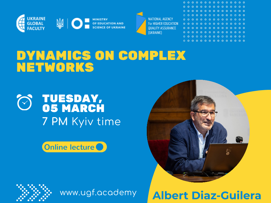 Запрошуємо на онлайн-лекцію Albert Diaz-Guilera «Dynamics on complex networks»